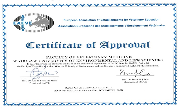 EAEVE certificate of approval